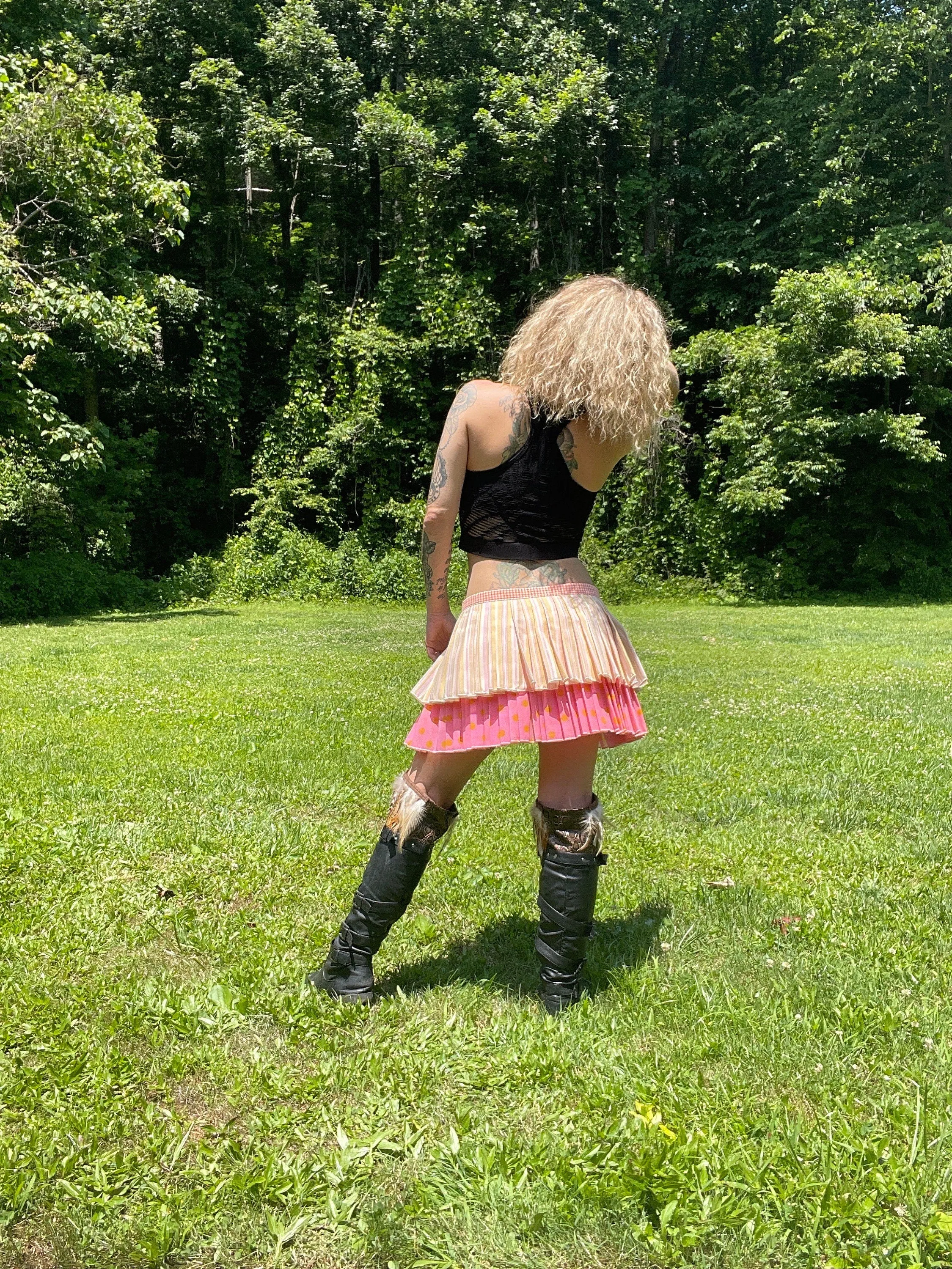 Pleated Bustle Skirt, Ruffle Festival Belt, Burlesque Skirt, Rave Costume, Pin Up skirt