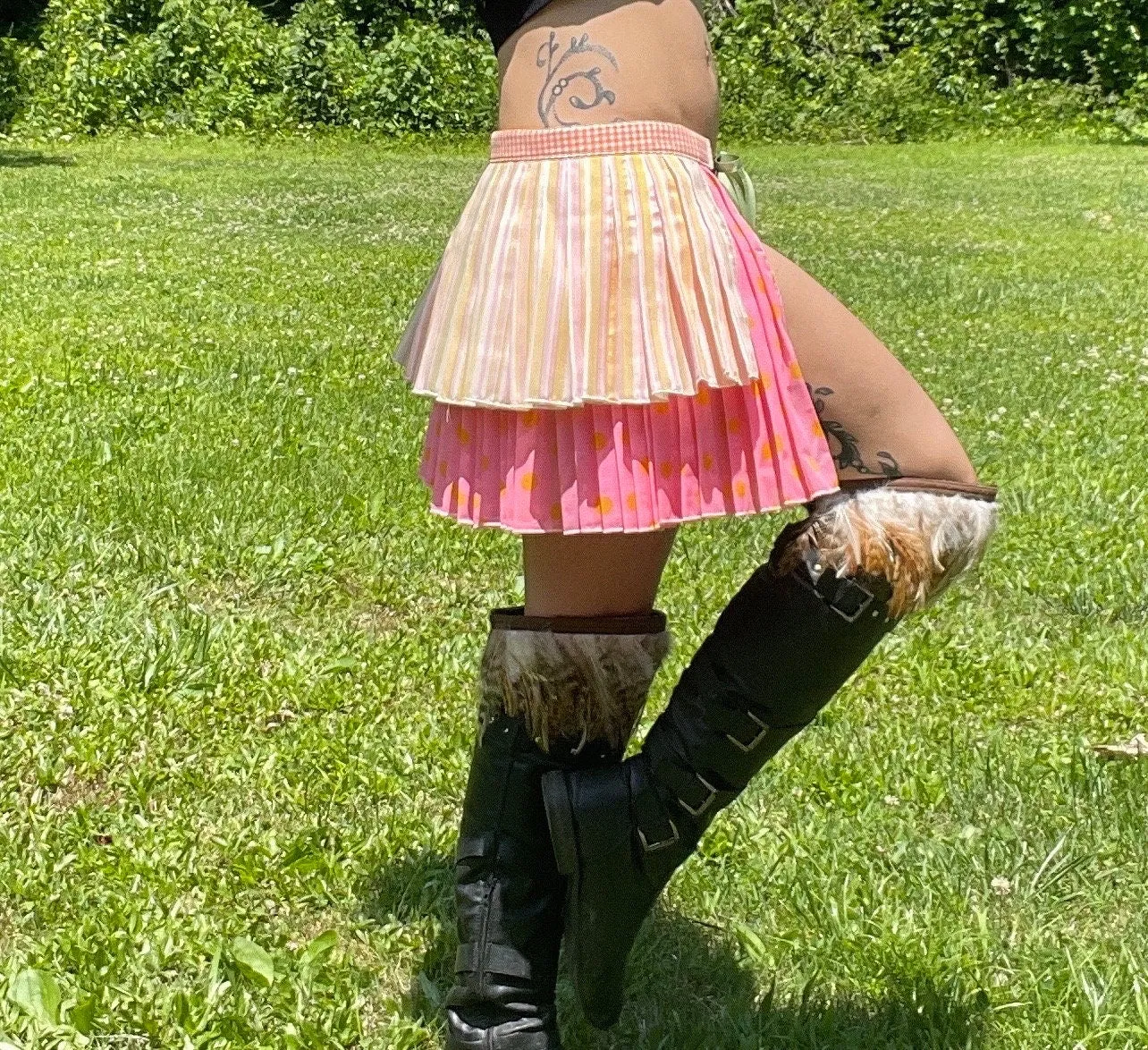 Pleated Bustle Skirt, Ruffle Festival Belt, Burlesque Skirt, Rave Costume, Pin Up skirt