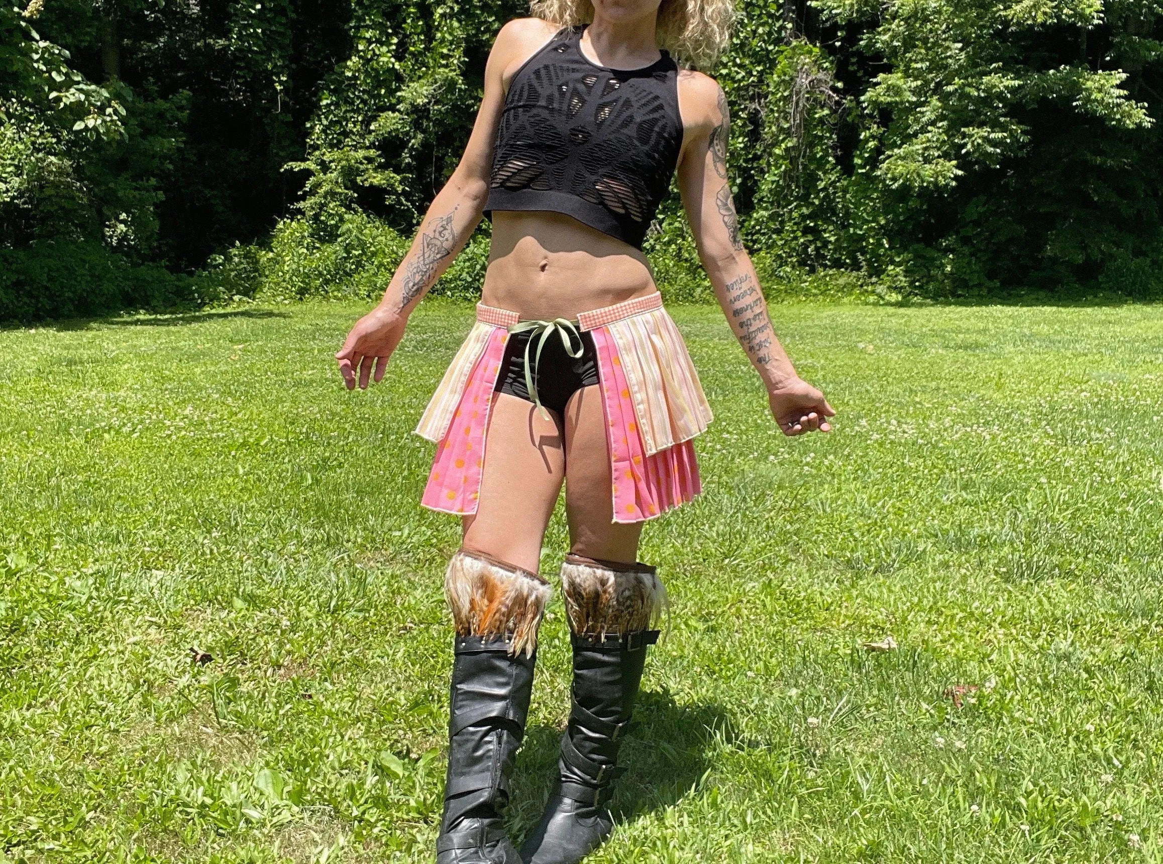 Pleated Bustle Skirt, Ruffle Festival Belt, Burlesque Skirt, Rave Costume, Pin Up skirt