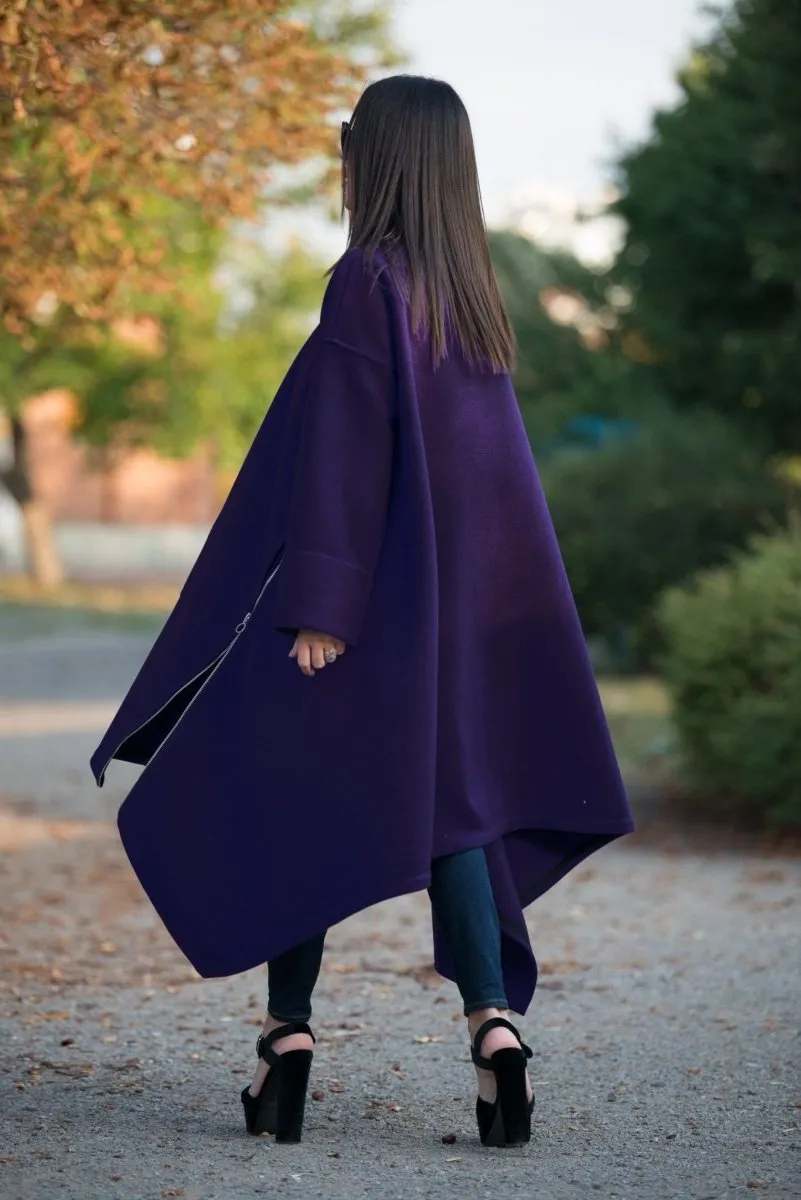 Purple Wool Women Coat FEDERICA
