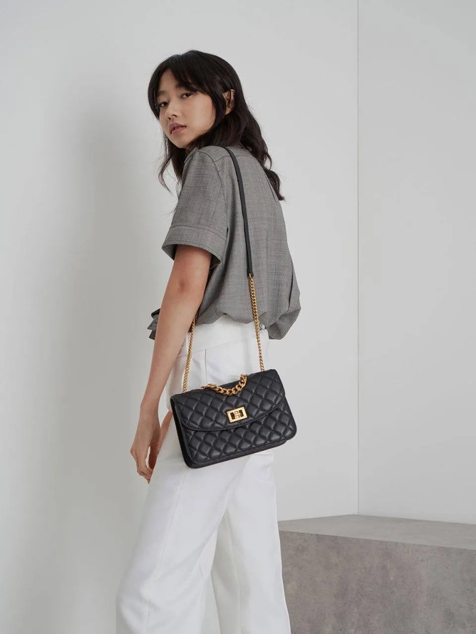 Quilted Turn-Lock Clutch