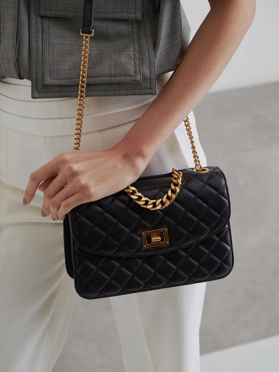 Quilted Turn-Lock Clutch