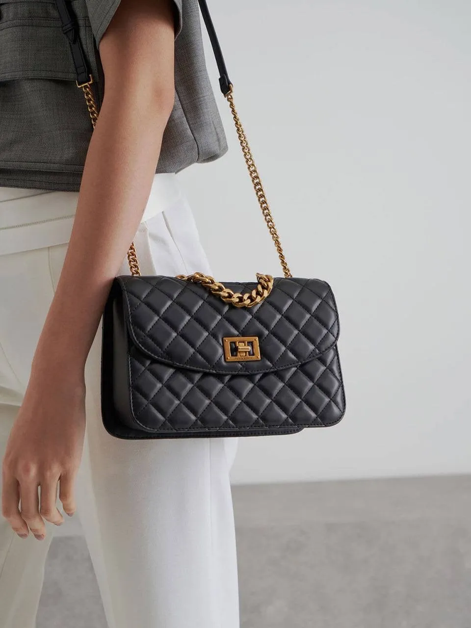 Quilted Turn-Lock Clutch