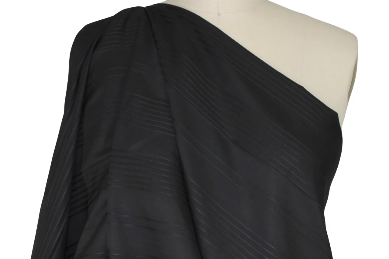 "Tucked" Cotton Jacquard Shirt Weight - Black