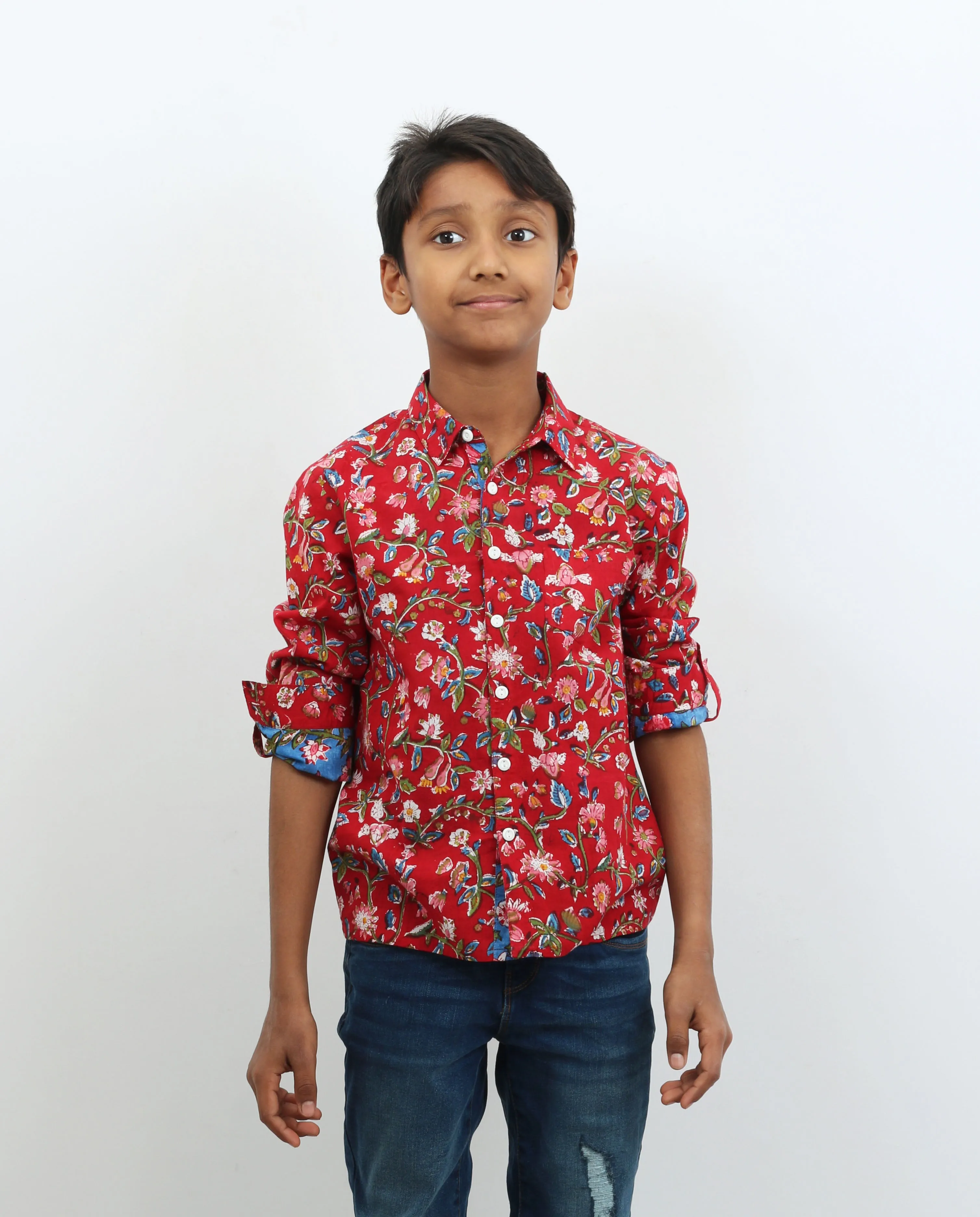 Red Block Print Shirt