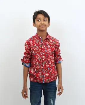 Red Block Print Shirt