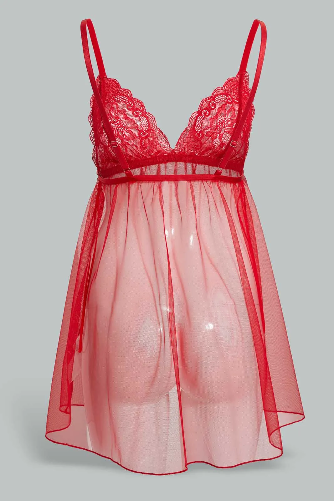 Red Lace Baby Doll With Thong (2 Piece)