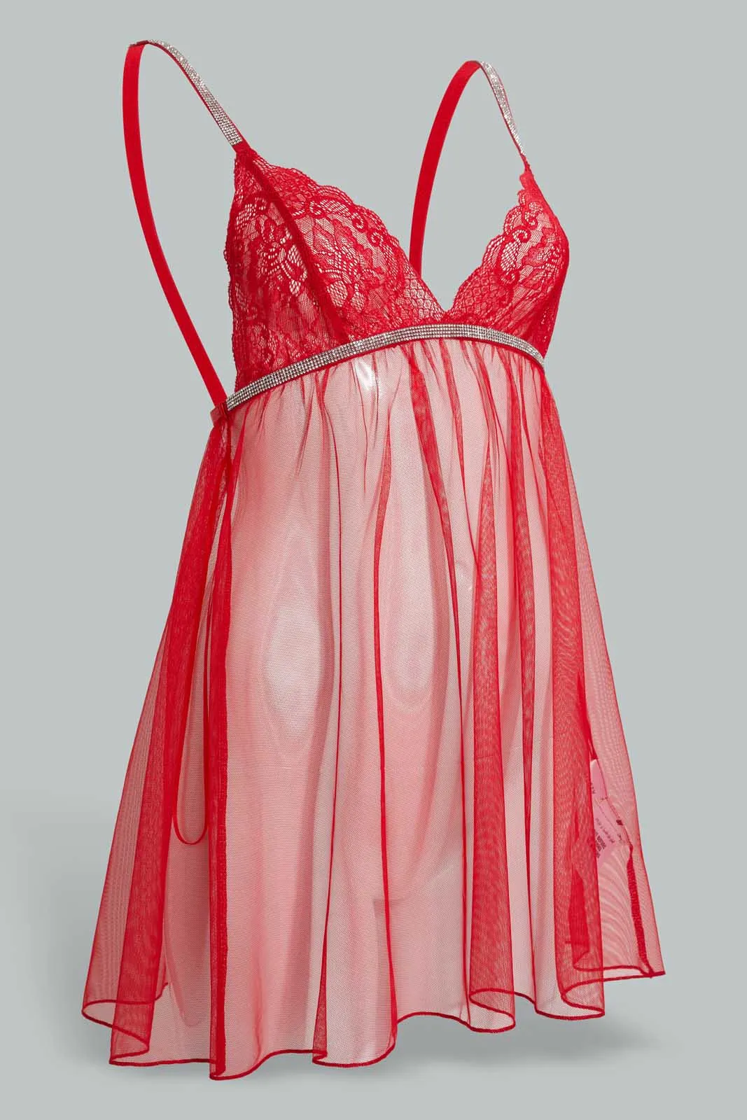 Red Lace Baby Doll With Thong (2 Piece)