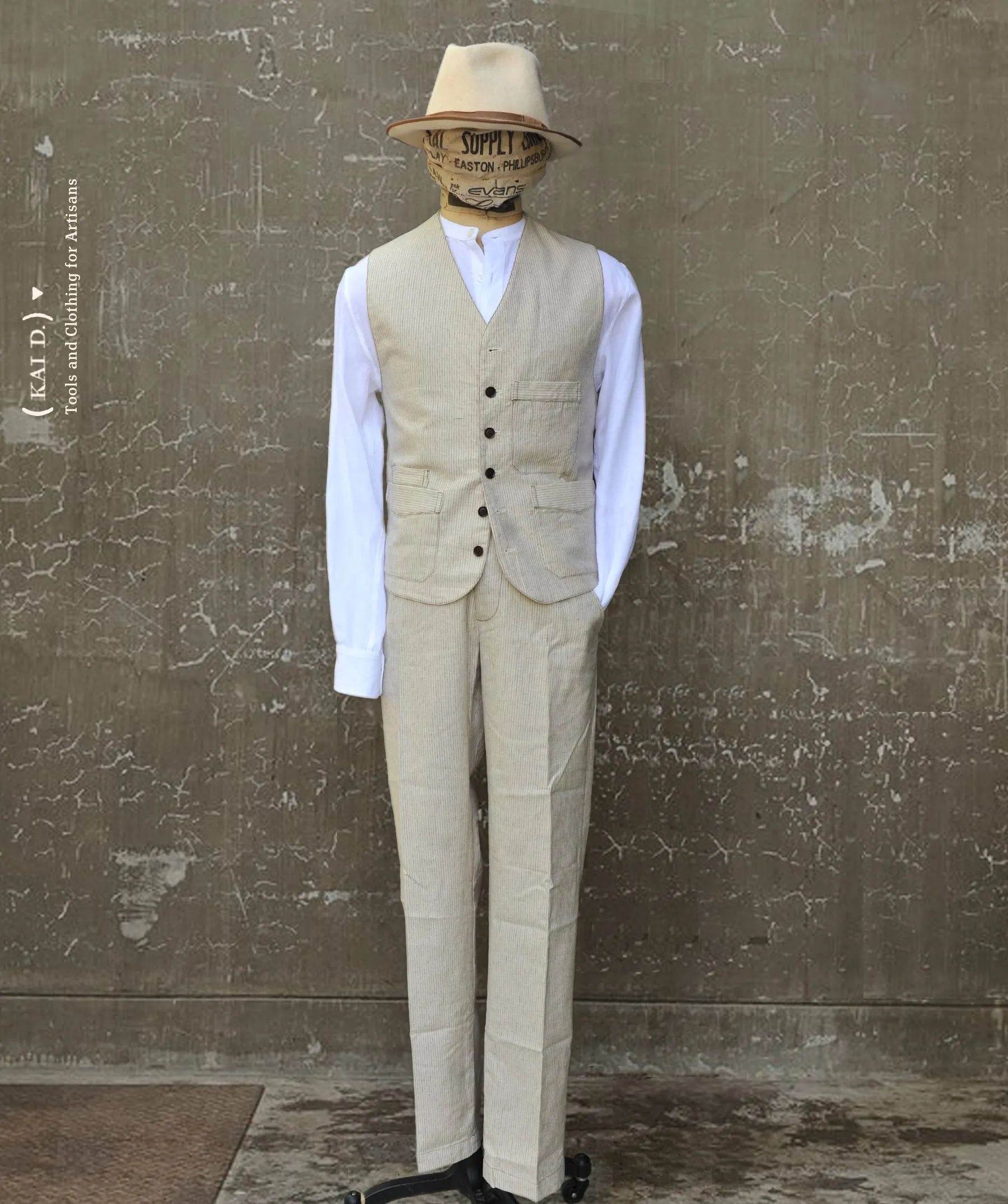 Shoemaker's Vest - Cream Pin - S, M, L, XL, XXL