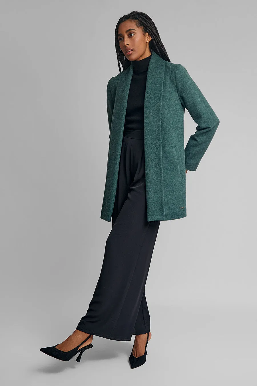 Short Swing Coat Baby Alpaca Color Bosque
