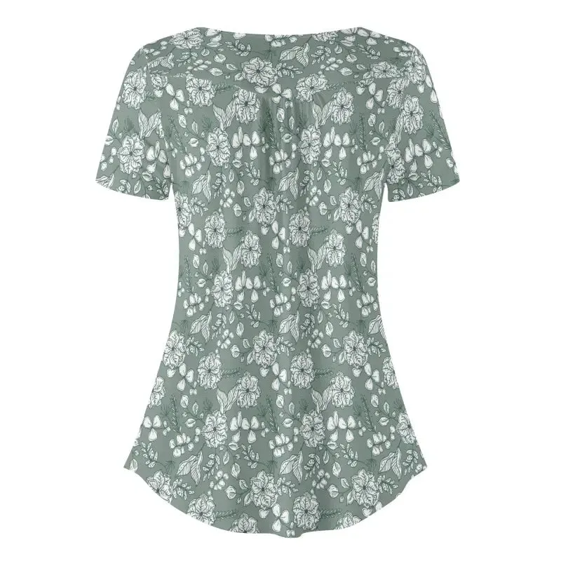 Sip Mimosas in Style with this Fun Floral Print Short Sleeve Blouse