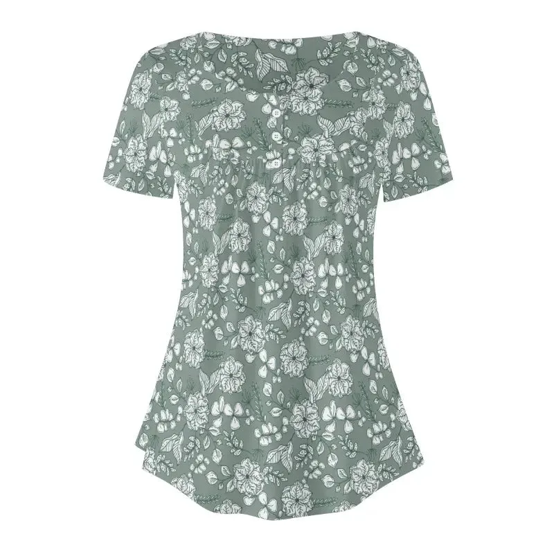 Sip Mimosas in Style with this Fun Floral Print Short Sleeve Blouse