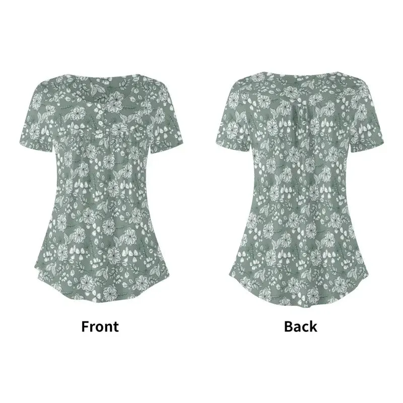 Sip Mimosas in Style with this Fun Floral Print Short Sleeve Blouse