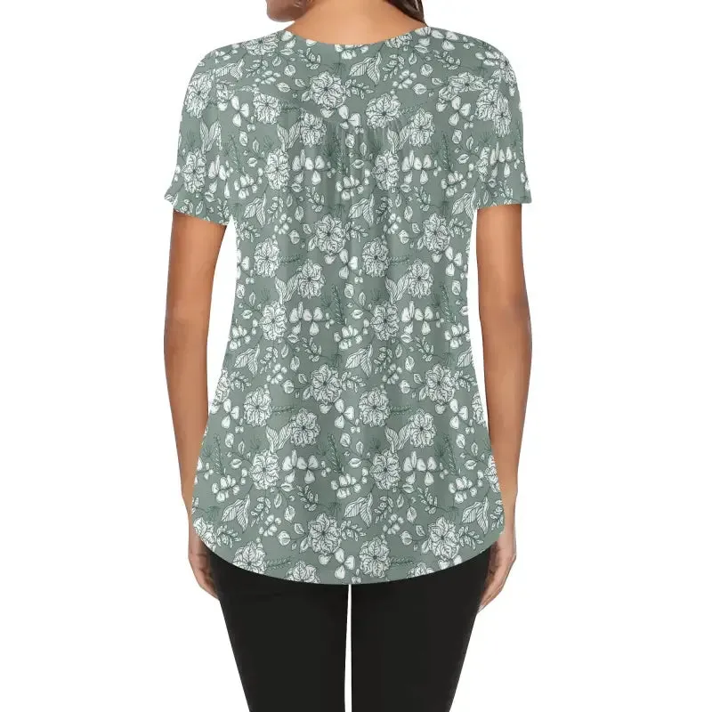 Sip Mimosas in Style with this Fun Floral Print Short Sleeve Blouse