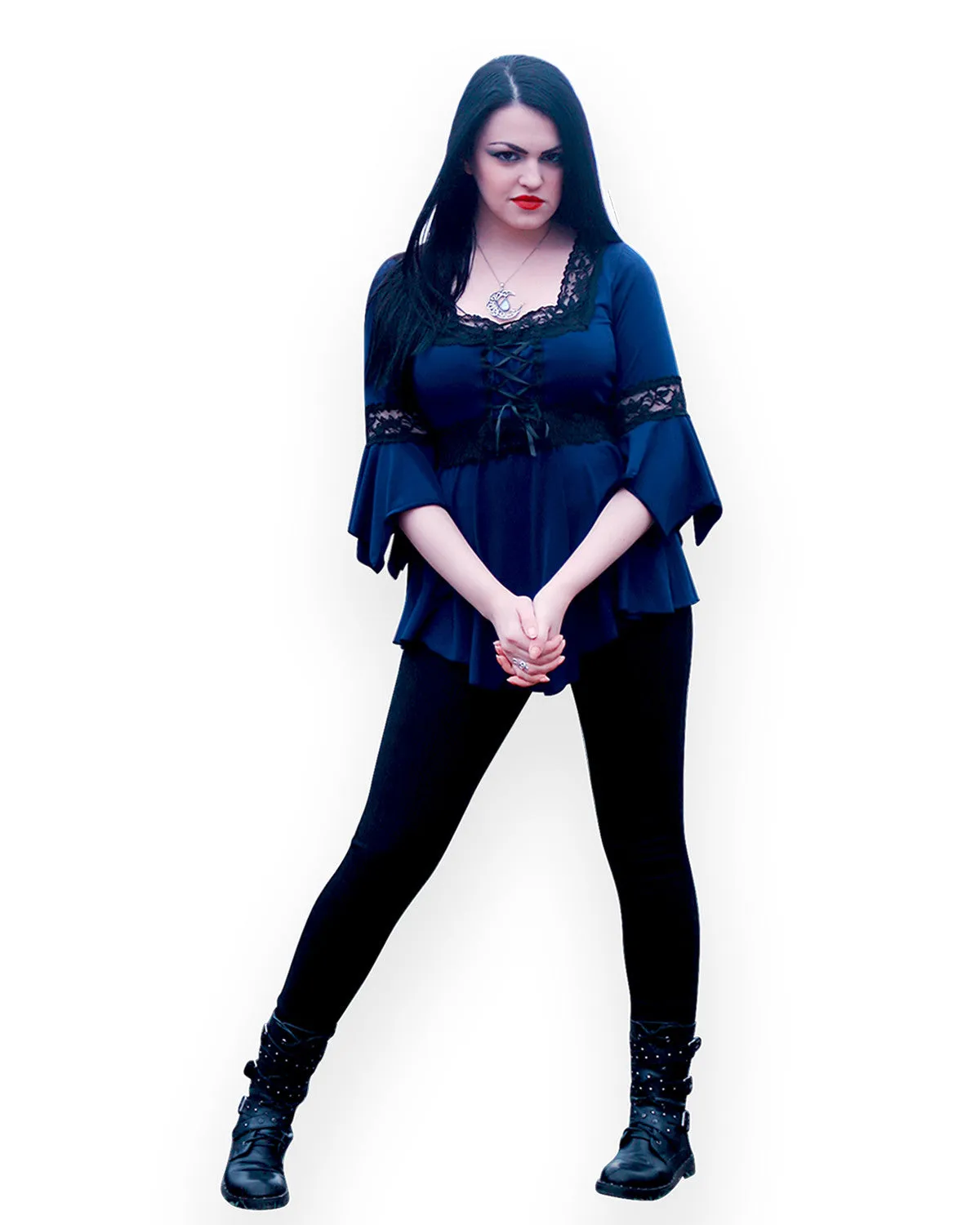 Spellcaster Witch Costume with Renaissance Top, Midnight