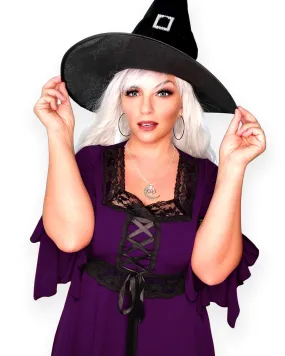 Spellcaster Witch Costume with Renaissance Top, Plum