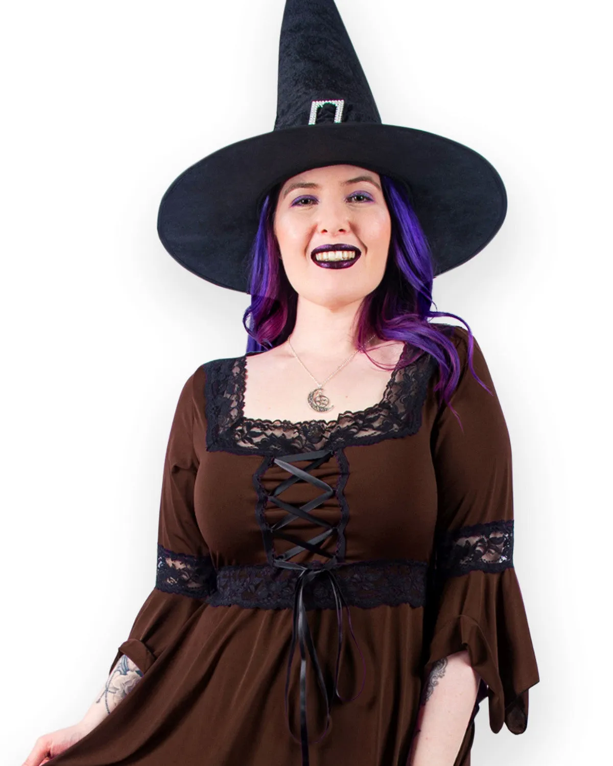 Spellcaster Witch Costume with Renaissance Top, Walnut