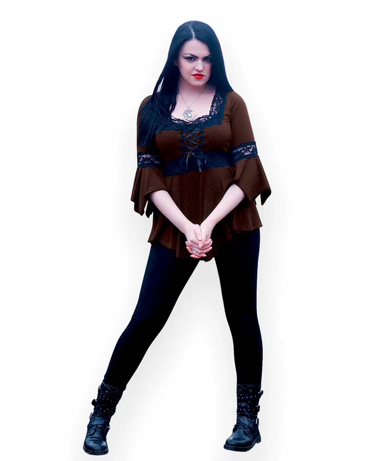 Spellcaster Witch Costume with Renaissance Top, Walnut
