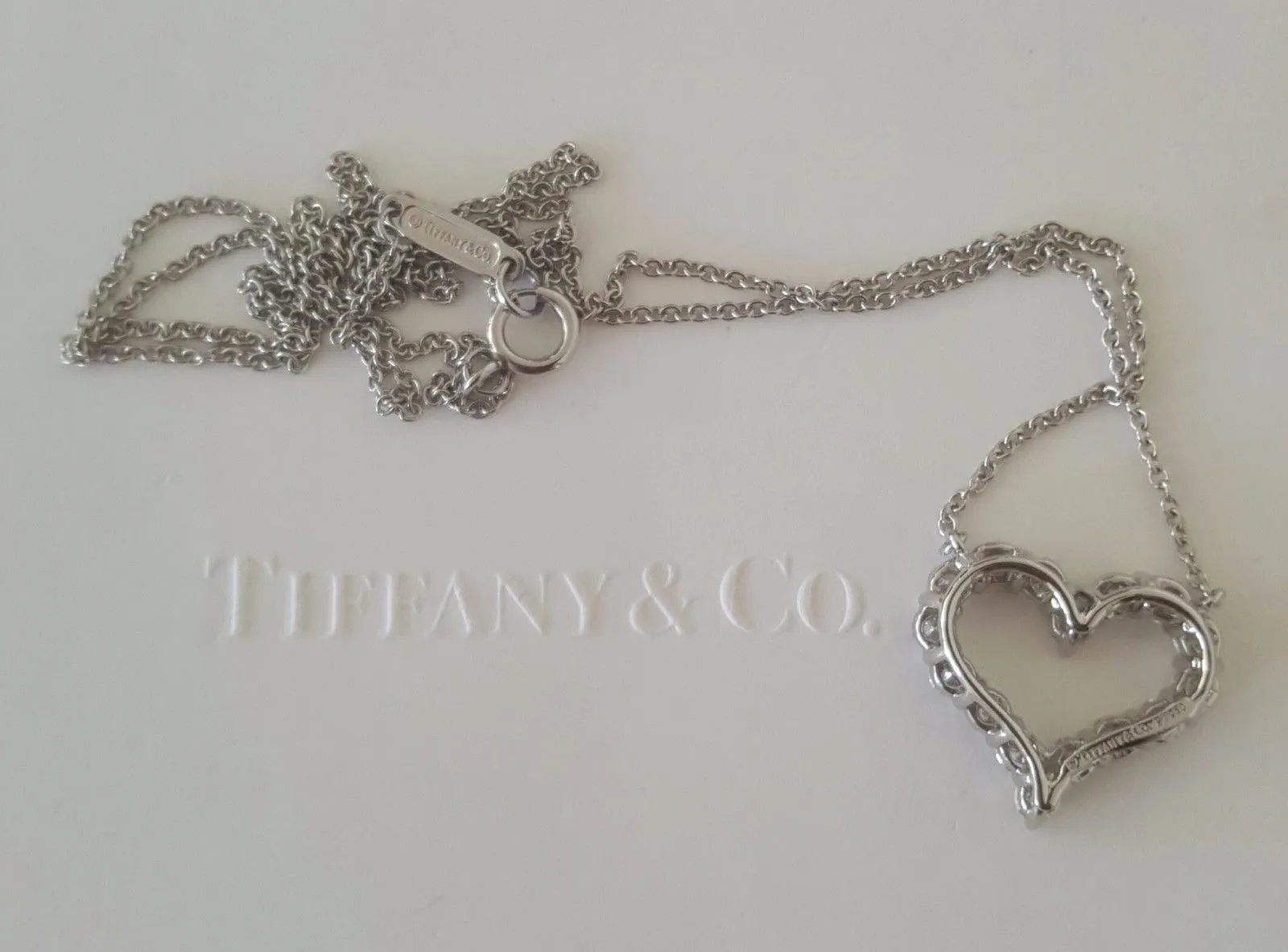 Tiffany & Co. 0.62tcw Diamond Pinched Heart Pendant/Necklace Platinum 16" Chain