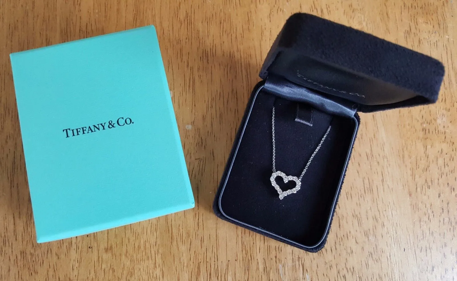 Tiffany & Co. 0.62tcw Diamond Pinched Heart Pendant/Necklace Platinum 16" Chain