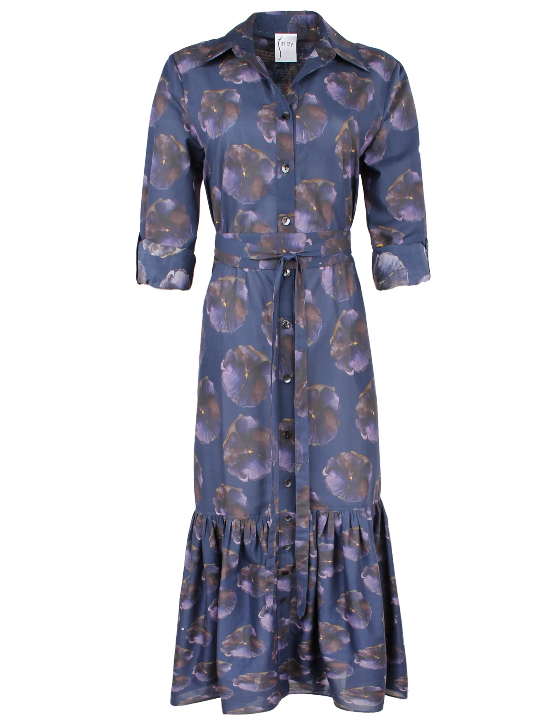 Trisha Shirt Dress Purple Watercolor Pansy