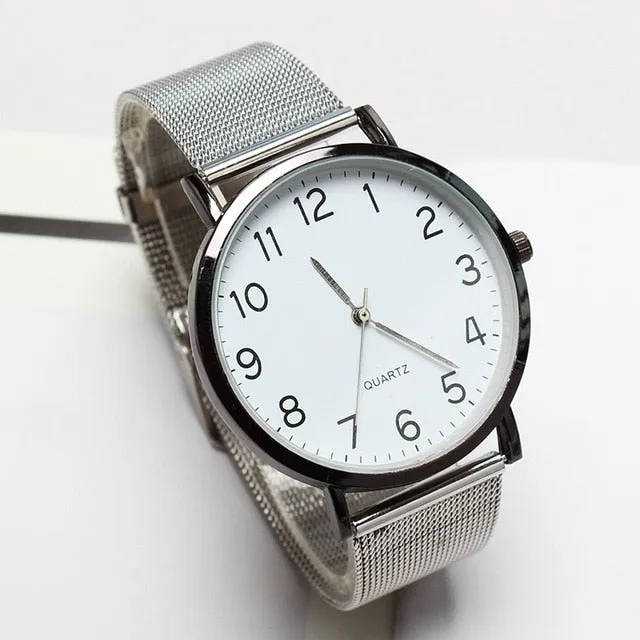 Unisex Simple Business Fashion Steel Strip Quartz Wrist Watch Watch Men Fashion Sport Quartz Clock Mens Watches Brand Luxury F30