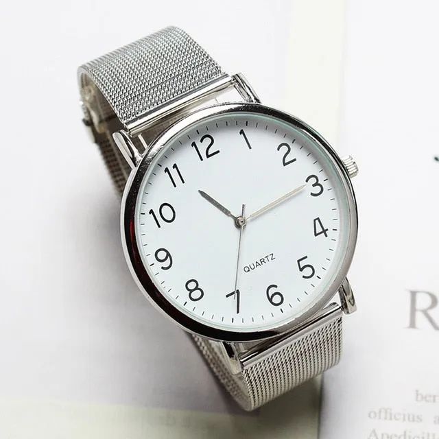 Unisex Simple Business Fashion Steel Strip Quartz Wrist Watch Watch Men Fashion Sport Quartz Clock Mens Watches Brand Luxury F30