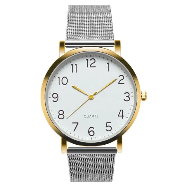Unisex Simple Business Fashion Steel Strip Quartz Wrist Watch Watch Men Fashion Sport Quartz Clock Mens Watches Brand Luxury F30