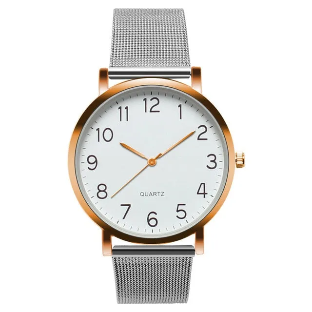 Unisex Simple Business Fashion Steel Strip Quartz Wrist Watch Watch Men Fashion Sport Quartz Clock Mens Watches Brand Luxury F30