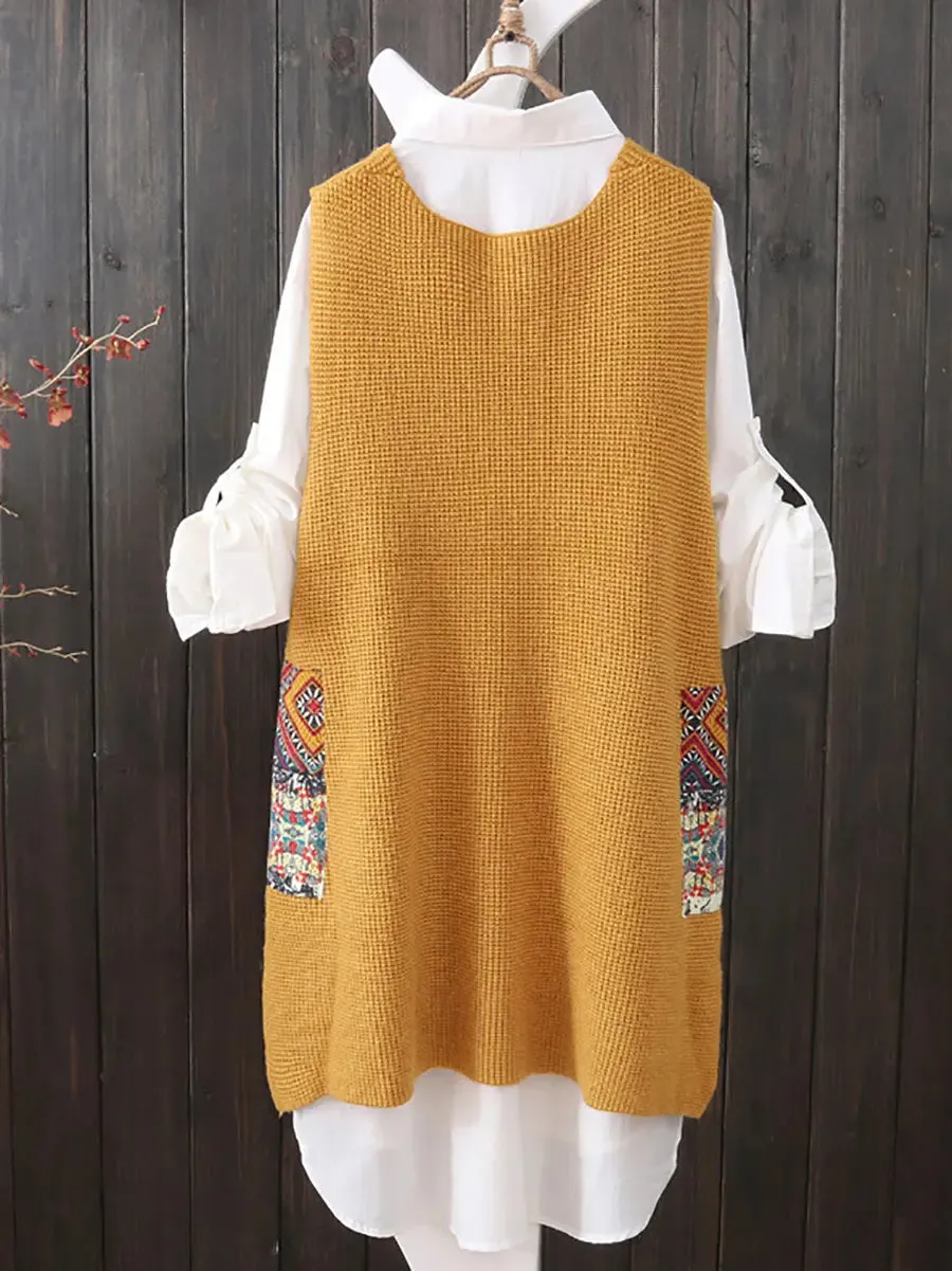 Women Ethnic Loose Knitted Vest
