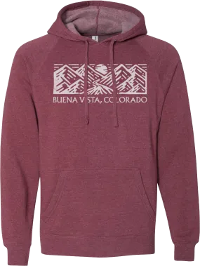 Woodcut Mountain Hoodie - Crimson