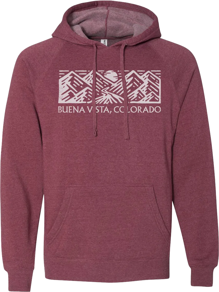 Woodcut Mountain Hoodie - Crimson